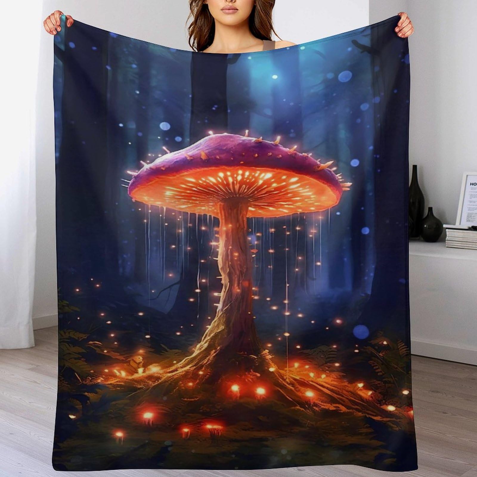 Plaid champignon pour lit 140x180cm fini les frissons pendant l'hiver