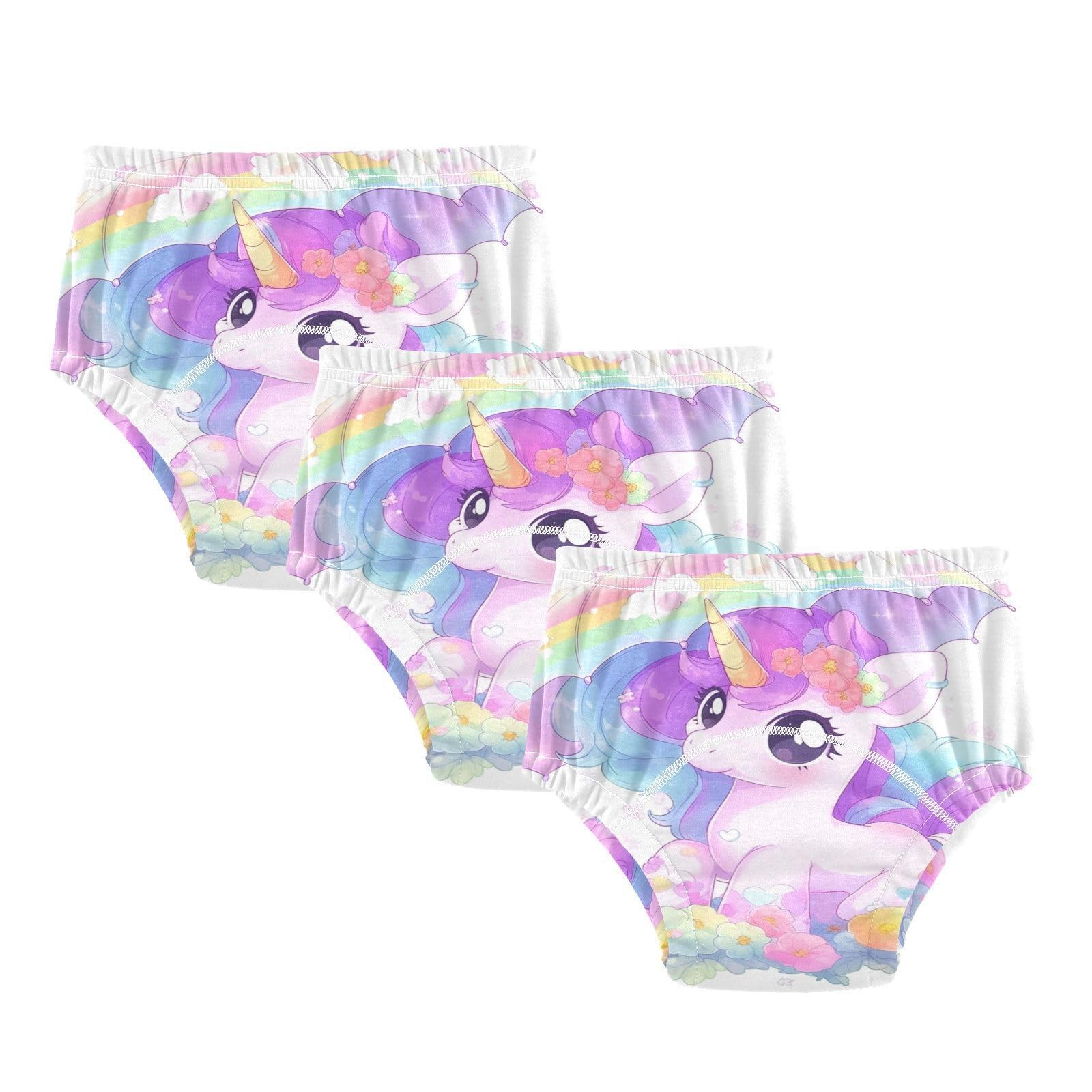 Coikll Cute Rainbow Horse Toddler Training Underwear Waterproof Baby Pee Pants -4T