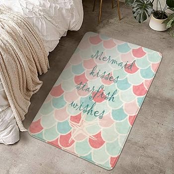 Amazon Com Livebox Mermaid Area Rugs Faux Wool Pink Girl Mat 2 X 3 Non Slip Childrens Floor Carpet Machine Washable Throw Rug For Teen Kitchen Living Room Bedroom Bathroom Baby Nursery Room Decor Furniture