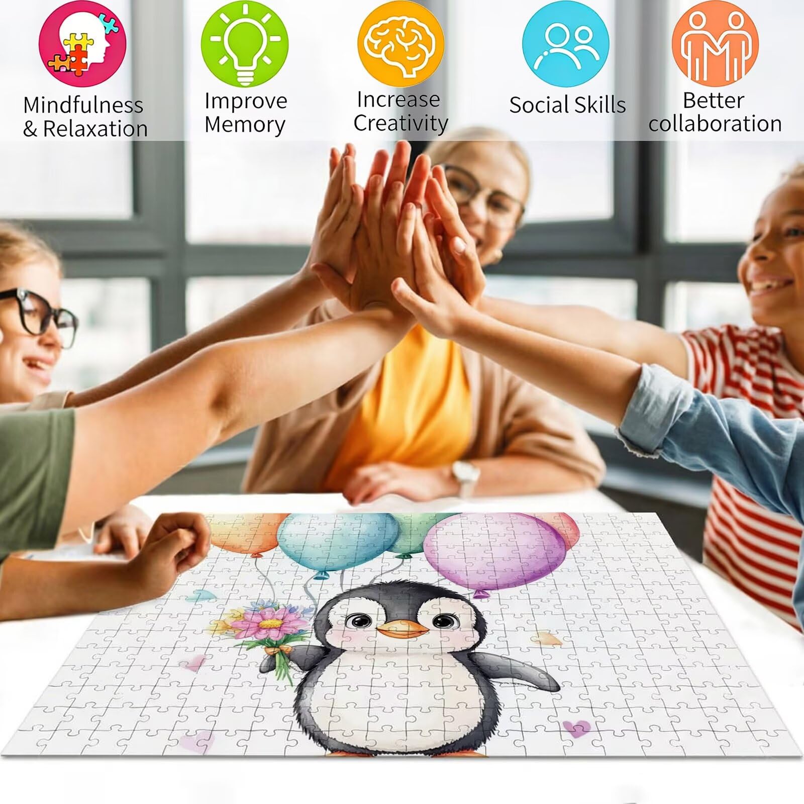 4000 puzzli dla dorosłych, pingwin, drewniane puzzle dla dorosłych, puzzle z balonami, 140 x 80 cm, gry dla dorosłych, dodatkowe zabawne wyzwania, kreatywne prezenty dla mężczyzn i kobiet, 8p-698