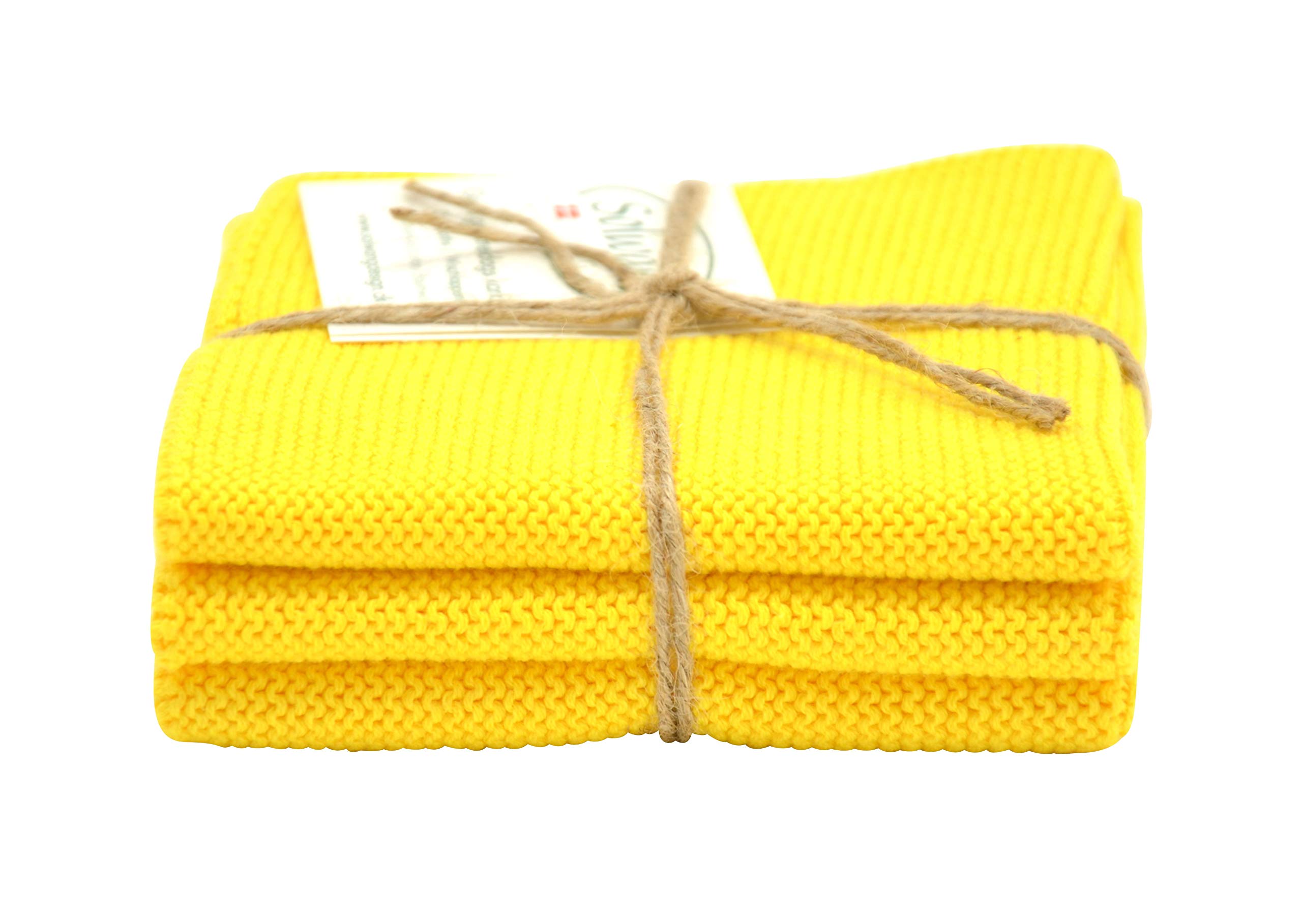 Putzlappen 3er‑Set aus 100% Öko-Tex Baumwolle, Gelb, 25 x 25 cm