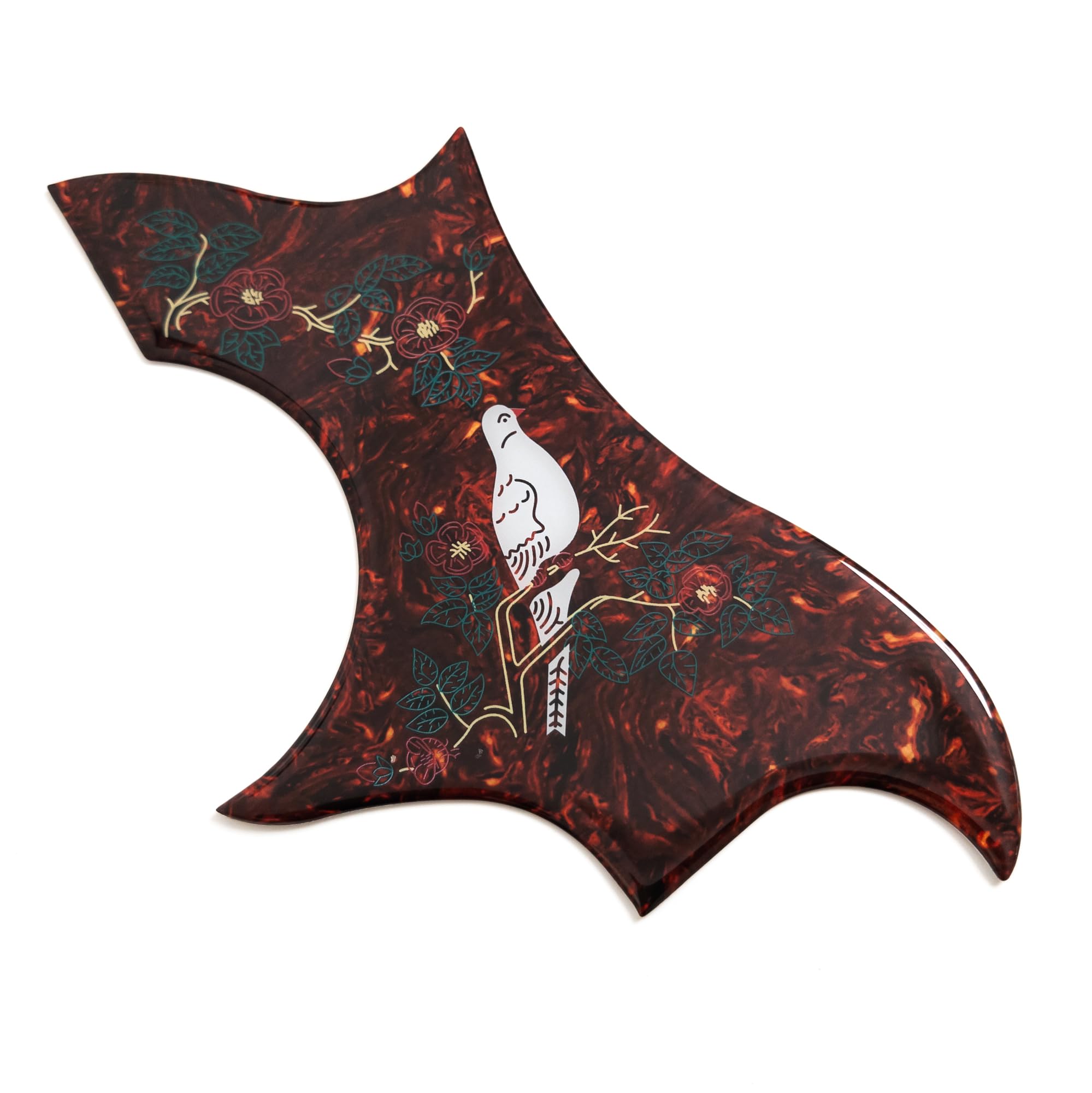 Acoustic Guitar Pickguard Black for 36-41 Inch Guitars, Compatible with Gibson Jumbo Body, Dove Hummingbird Design, 2.0mm Thick, Self-Adhesive Scratch-Resistant Vintage Style