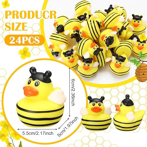 Miniatura 2 de Jexine 24 piezas de patos de goma, 4 estilos surtidos de goma, divertidos y adorables, suministros para fiesta de cumpleaños, suministros para