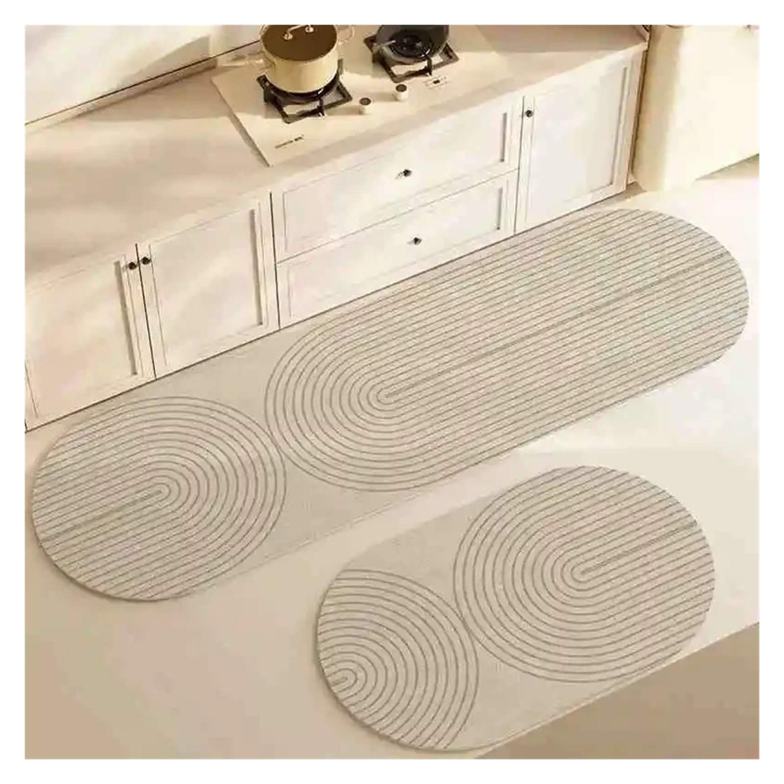 Kitchen Non-Slip Mat Absorbent Diatomaceous Earth Carpet Long Strip Stain-Resistant Rug Wipeable Home Decor(Color01,2pc40x60 40x120cm)