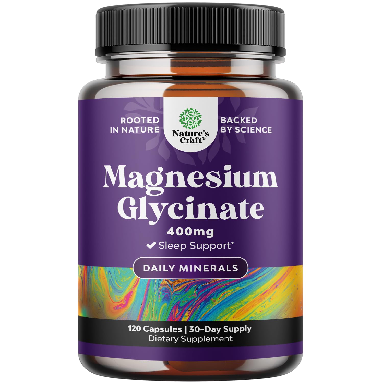Natures Craft Magnesium Glycinate 400mg Mineral Supplement - Calming Magnesium Supplement for Women and Mens Natural Immune Support Bone Health Mood Support Heart Health and Muscle Recovery - 90 Count