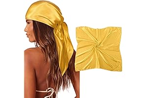 35" Luxurious Yellow Silk Hair Scarf: The Perfect Accessory for a Radiant Glow