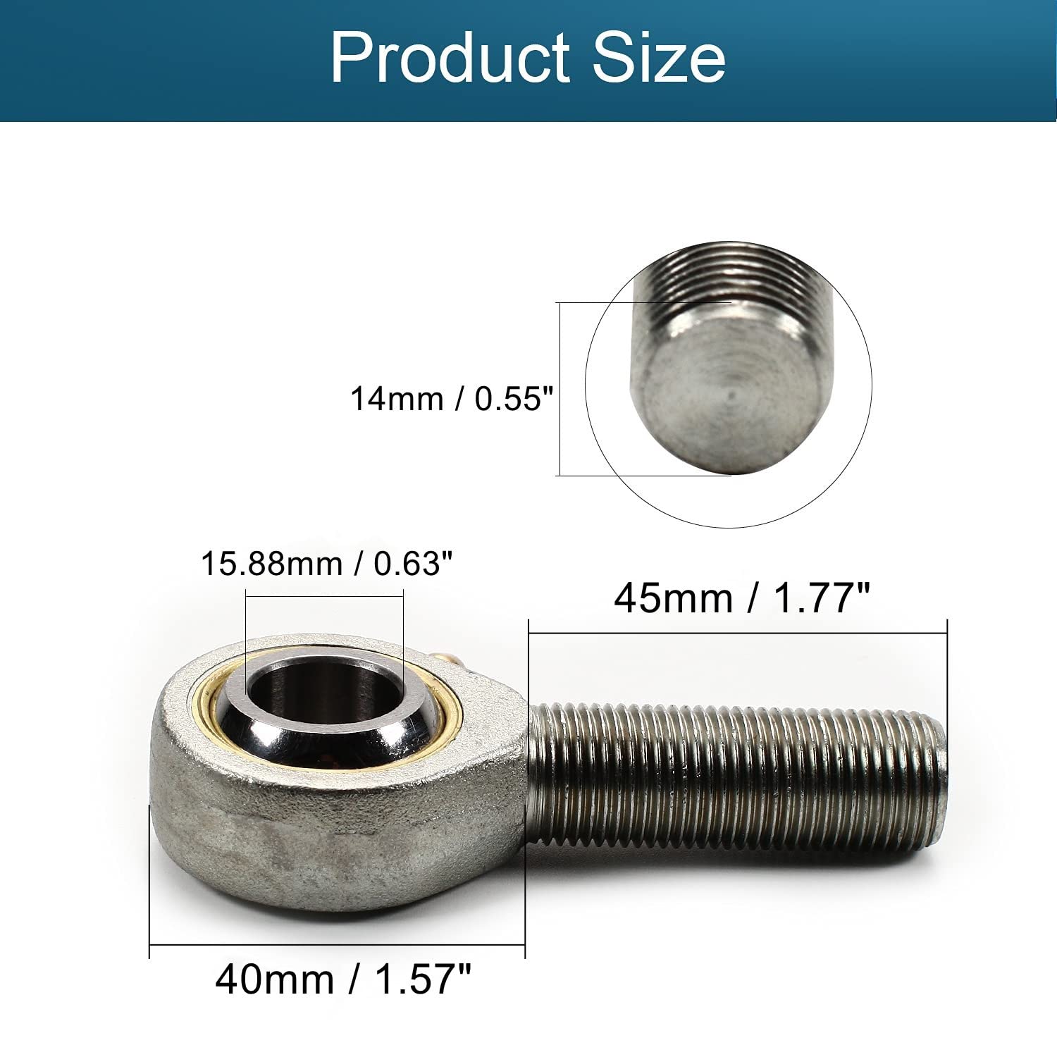 Heyiarbeit POSB10 Heim Rod End Bearings 5/8" Bore Pre-Lubricated Bearings Spherical Rod 5/8-18 Male Right Hand Threaded