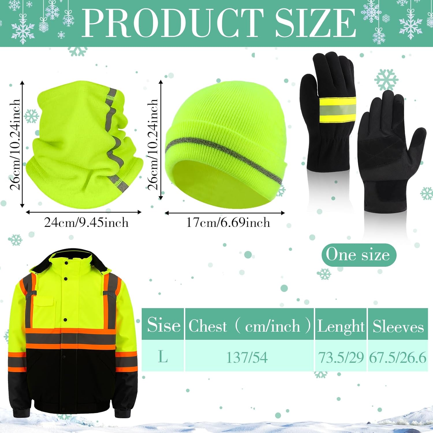 4 Pcs Thickened Warm Hi Vis Safety Jacket Cotton-lined Warm Winter Reflective Hi Vis Rain Construction Gear for Men - Image 4