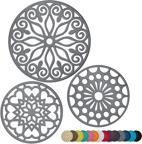 3 Set Silicone Trivet Mats with 1 Extra Large Included |...