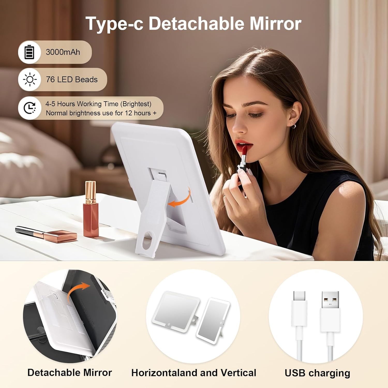 BEAUTY CASE Makeup Case with LED Mirror, 16 inch PC and Aluminum Shockproof Hard Shell Cosmetic Organizer Case, Portable Travel Vanity Box with Brush Board, Combination Lock, Black