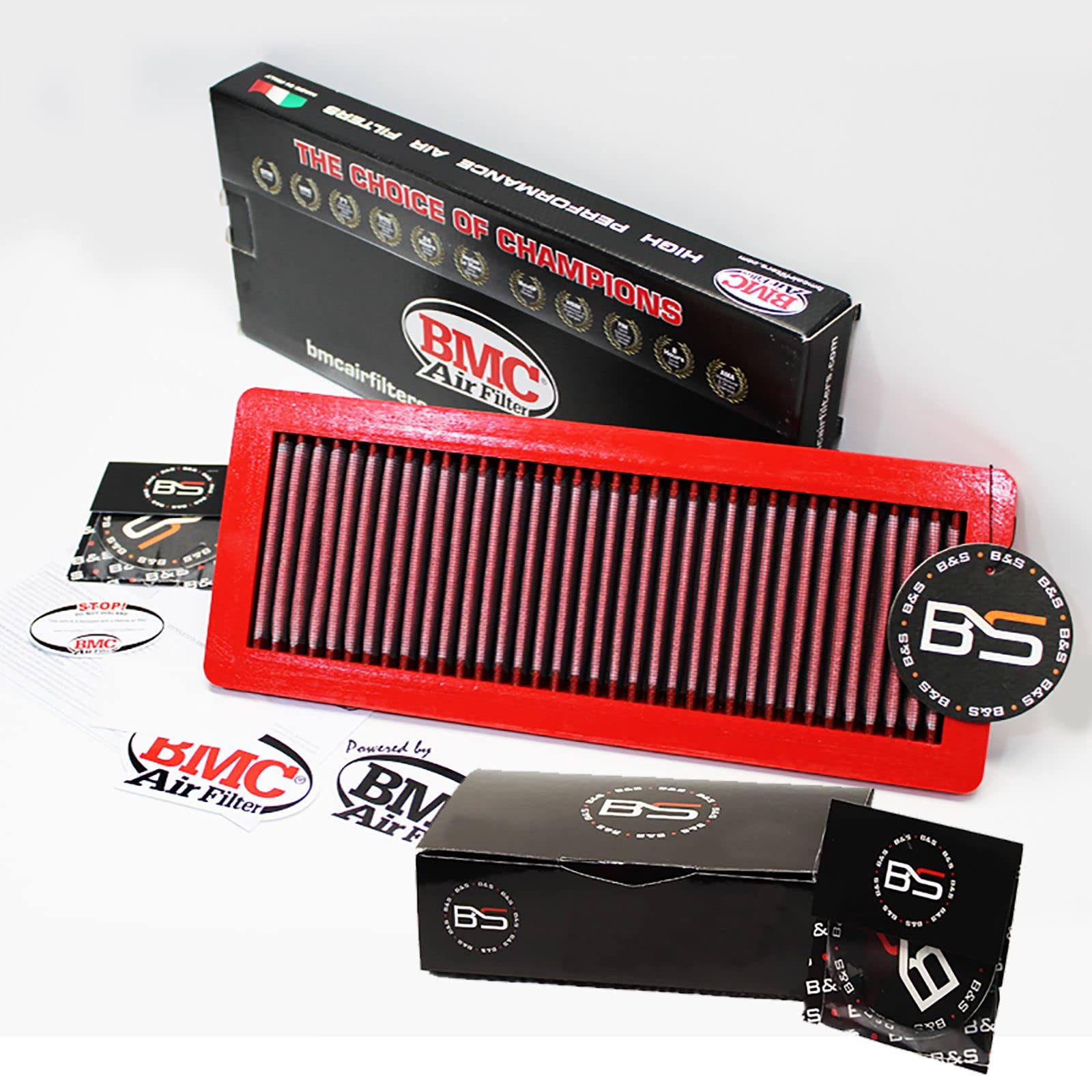 B&S Kit Filtro Aria Sportivo Aspirazione Rigenerabile Lavabile FB484/08 con Profumatore Interni
