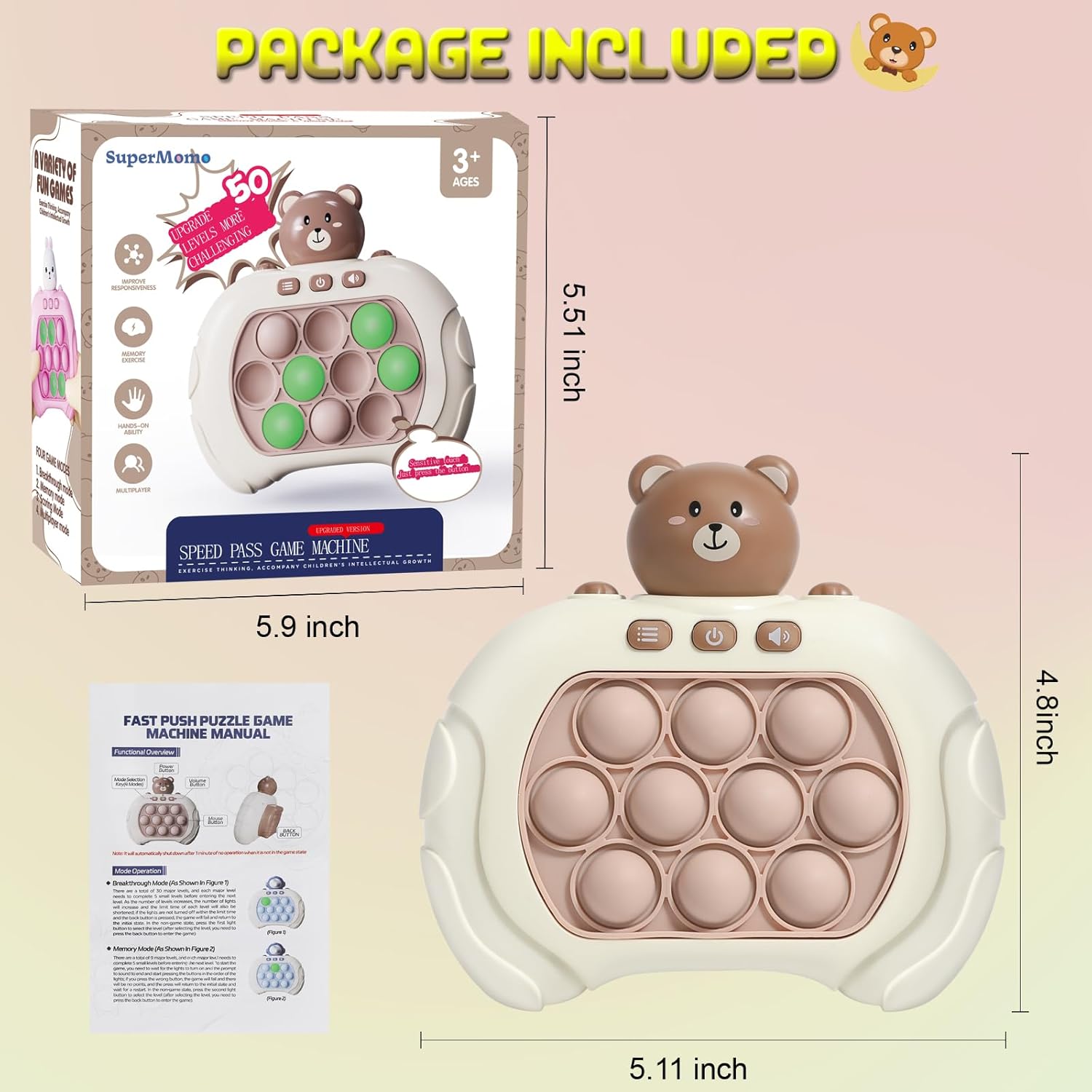 Pop Fidget Kids Games Toys, Handheld Game for Kids 6-8, Quick Push Game, Bubble Stress Pop Light Up Game, Autism Sensory Toys Mini Games, Birthday Gifts for 8-12 Year Old Boys, Girls, Teens - Pink Pop Fidget Kids Games Toys, Handheld Game for Kids 6-8, Quick Push Game, Bubble Stress Pop Light Up Game, Autism Sensory Toys Mini Games, Birthday Gifts for 8-12 Year Old Boys, Girls, Teens - Pink