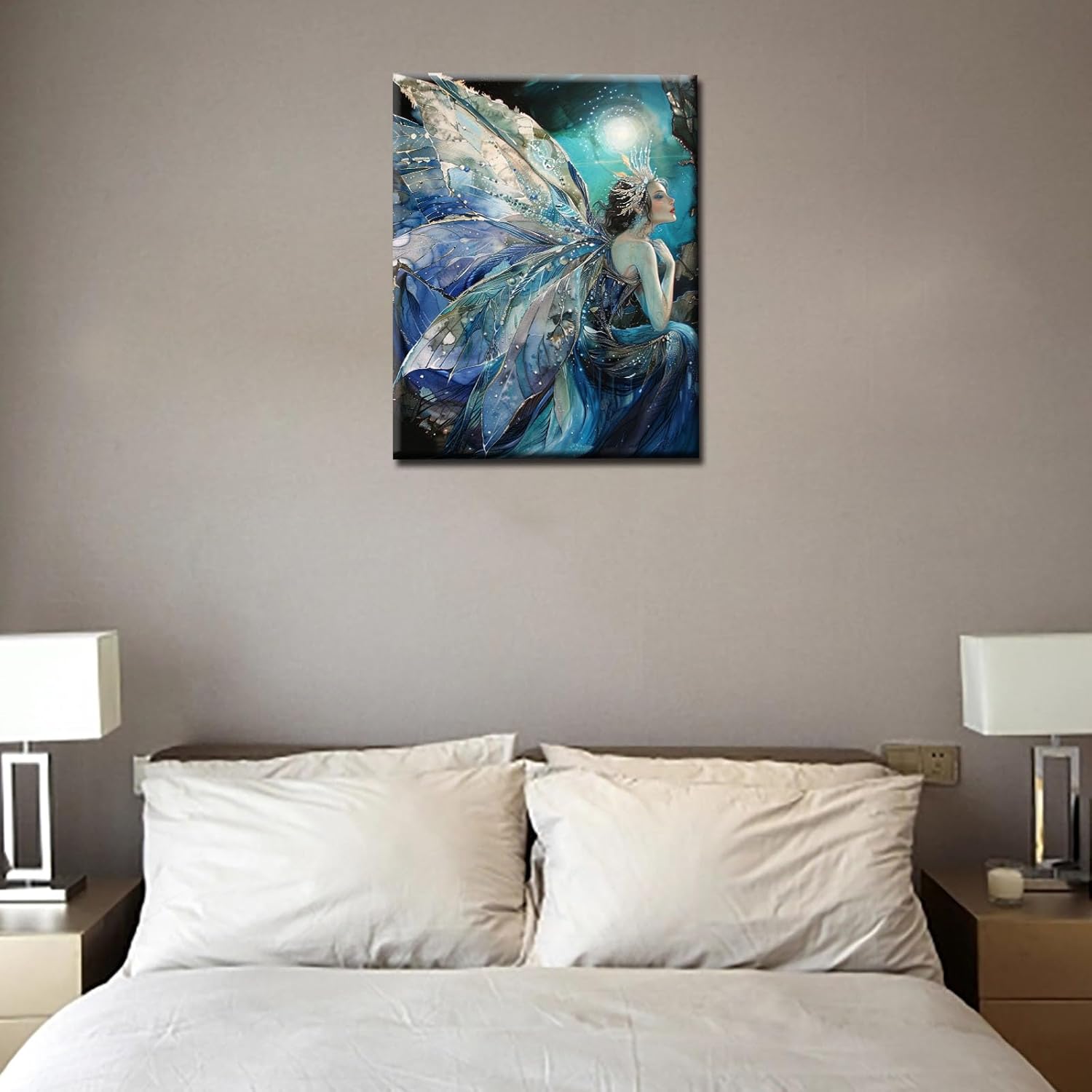 Tucocoo Elf Huge Wings Paint by Numbers Kits with Brushes and Acrylic Pigment on Canvas Painting for Adults, Beautiful Fairy Noble Goddess Picture for Home Wall Decor Gifts 16''x20'' (DIY Framed)