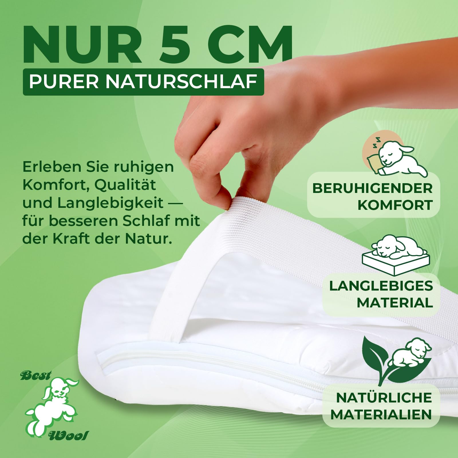 Matratzentopper 130x200 cm – Waschbare und Hypoallergene Matratzen Topper mit Ergonomischem Komfort - matratzenauflage Sanft Schlafen ohne Rückenschmerzen