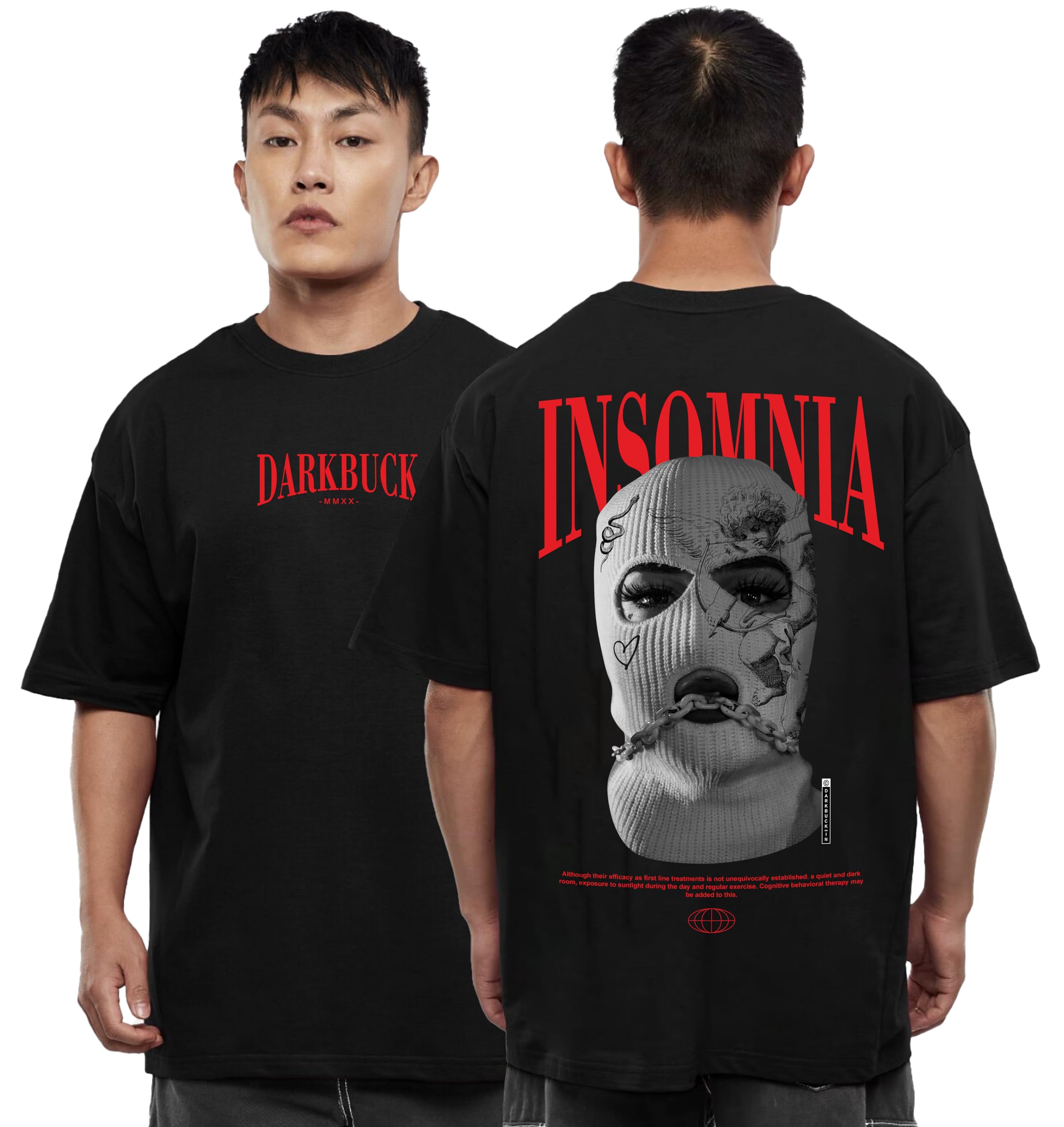 darkbuck Oversized Tshirt for Men and Women Drop Shoulder Loose Baggy Fit Unisex Pure Cotton T-Shirt Insomnia-picture-43