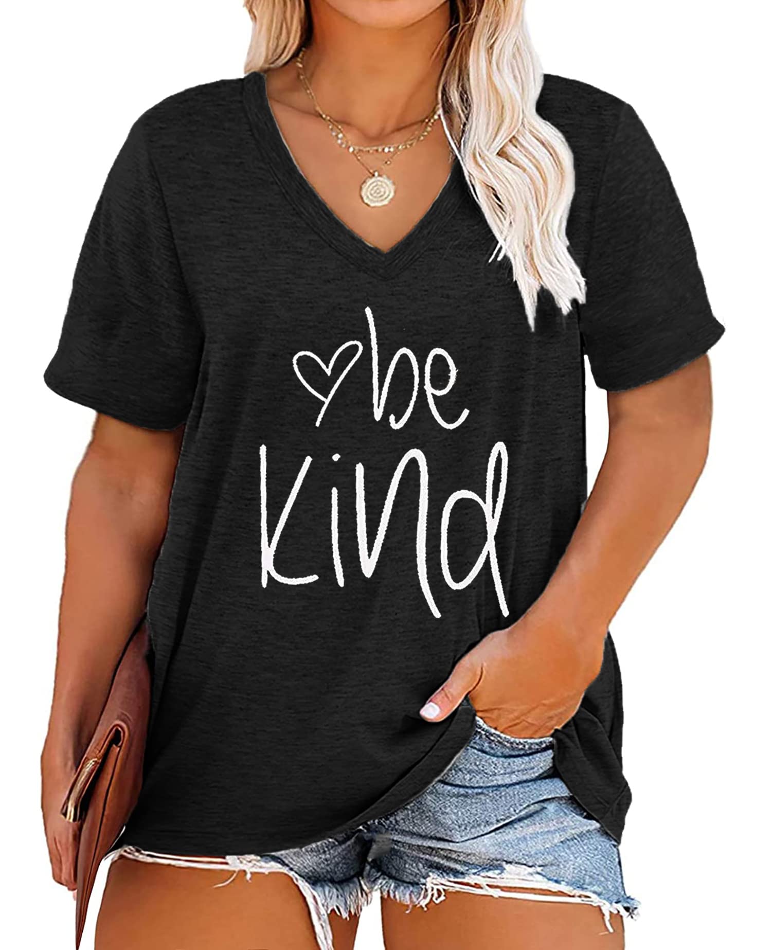 Plus Size Be Kind V-Neck T-Shirt
