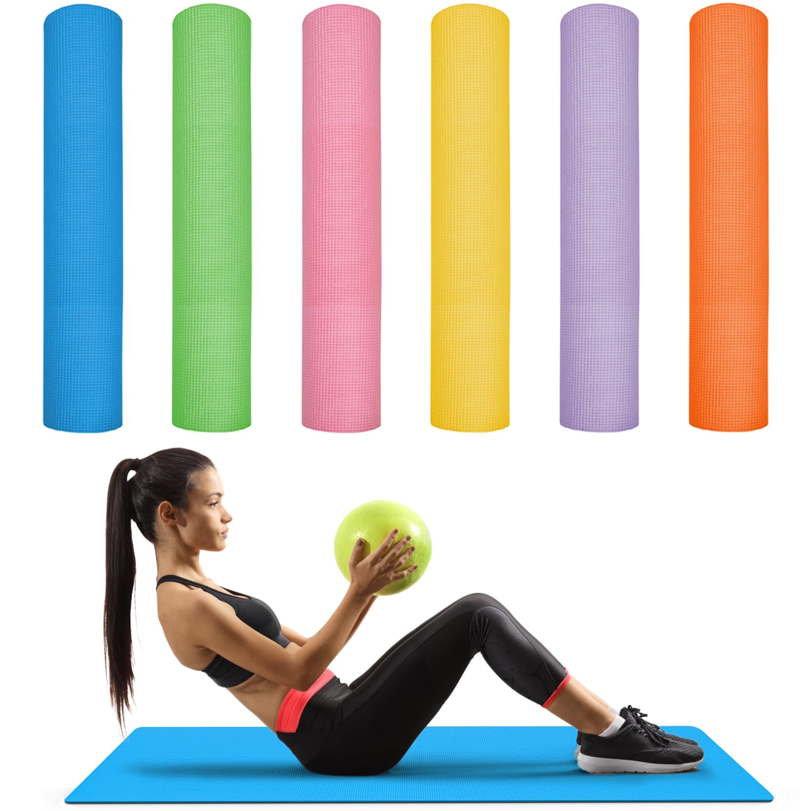 6 Pcs Large Yoga Mats Bulk, Multi-Purpose Extra Thick 6mm Foam Exercise Mat, Non Slip Sports Mat Gym Mats for Men Women Pilates, Stretching, Resistance Workout & Therapy - 180cm x 60cm