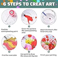 Vista 7 de Kit de pintura por números para adultos con marco de madera, kit de pintura por números de flores silvestres para adultos, kit de pintura acrílica