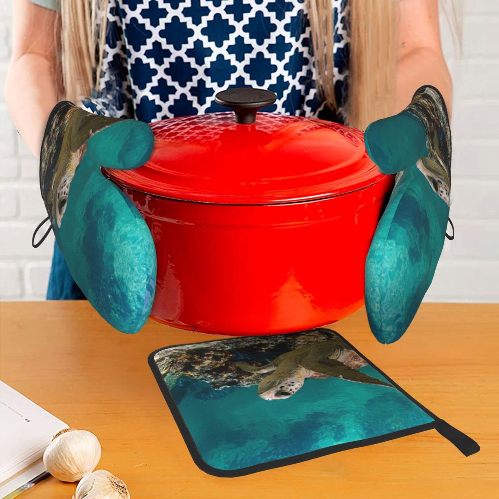 JCUGSBS Gants De Four En Coton Résistant à La Chaleur – Lot De 2 – Matelassés, Longs, Jusqu'à 450°C – Idéal Cuisine, BBQ, Pâtisserie