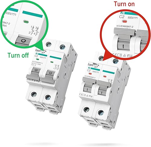 Miniatura 3 de Disyuntor de CC 2 polos 50A 500V para sistema de energía solar y otros sistemas de CC Instalación de riel DIN, interruptor de desconexión solar