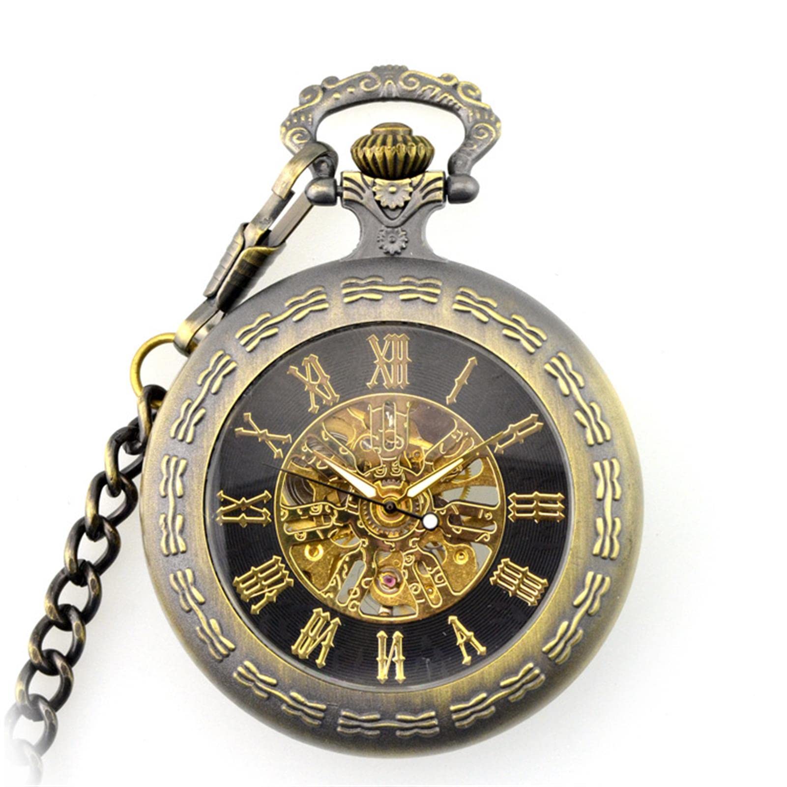 Zegarki kieszonkowe, Męskie zegarki mechaniczne Vintage es Steampunk Zegar wisiorek z