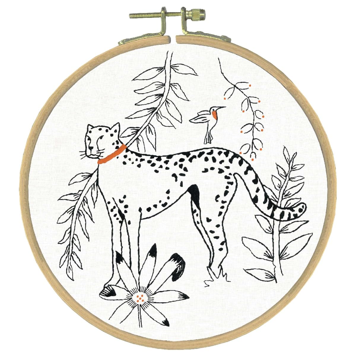 Le Bonheur des Dames stamped freestyle stitch kit ""Cheetah Printed"", diam. 15cm,