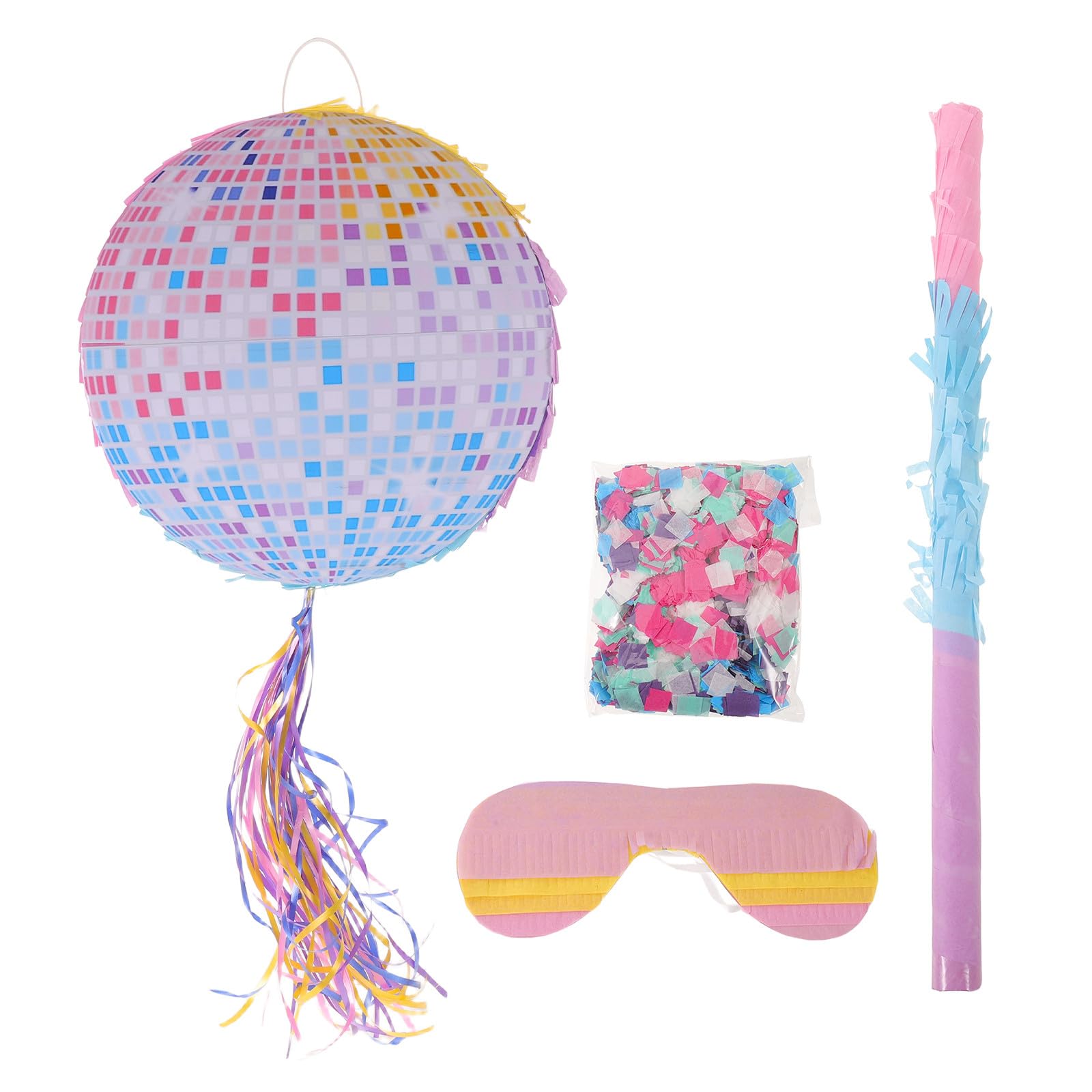 Veemoon 1 Set Disco-Piñata mit Stab, Augenbinde und Konfetti zur Dekoration