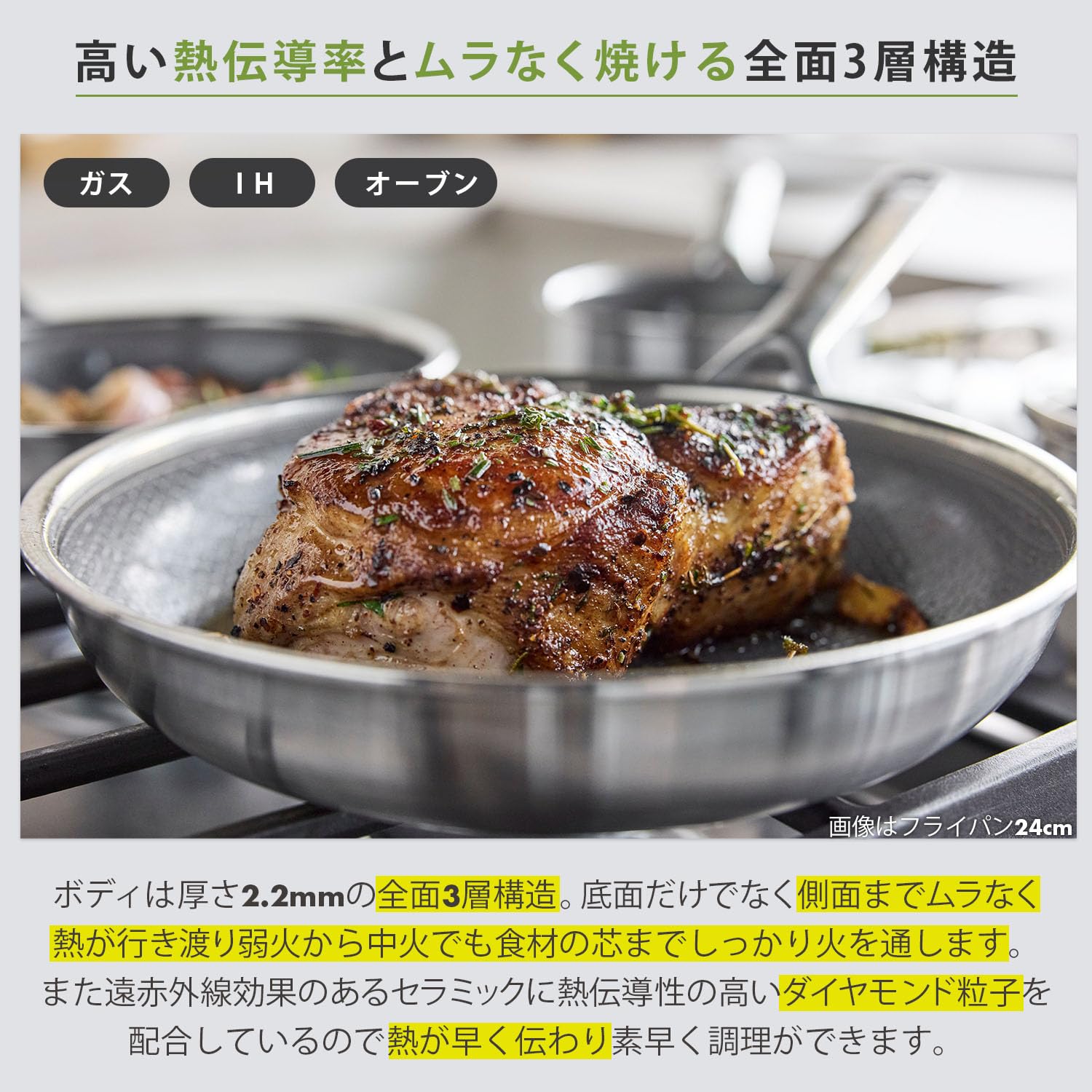 Amazon｜グリーンパン GREENPAN 両手鍋 20cm 2.86L ガラス蓋付 IH