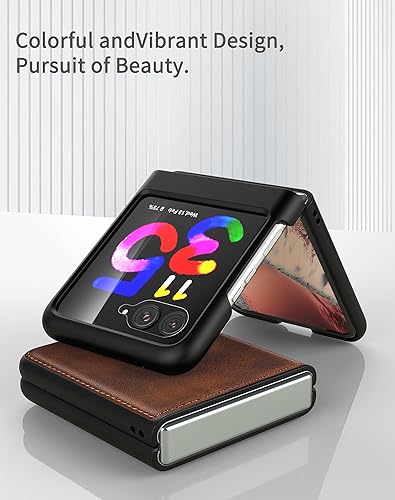 Miniatura 7 de Foluu Funda para Motorola Razr Plus 2023, con protector de pantalla frontal integrado, piel sintética + carcasa rígida de policarbonato, ultra
