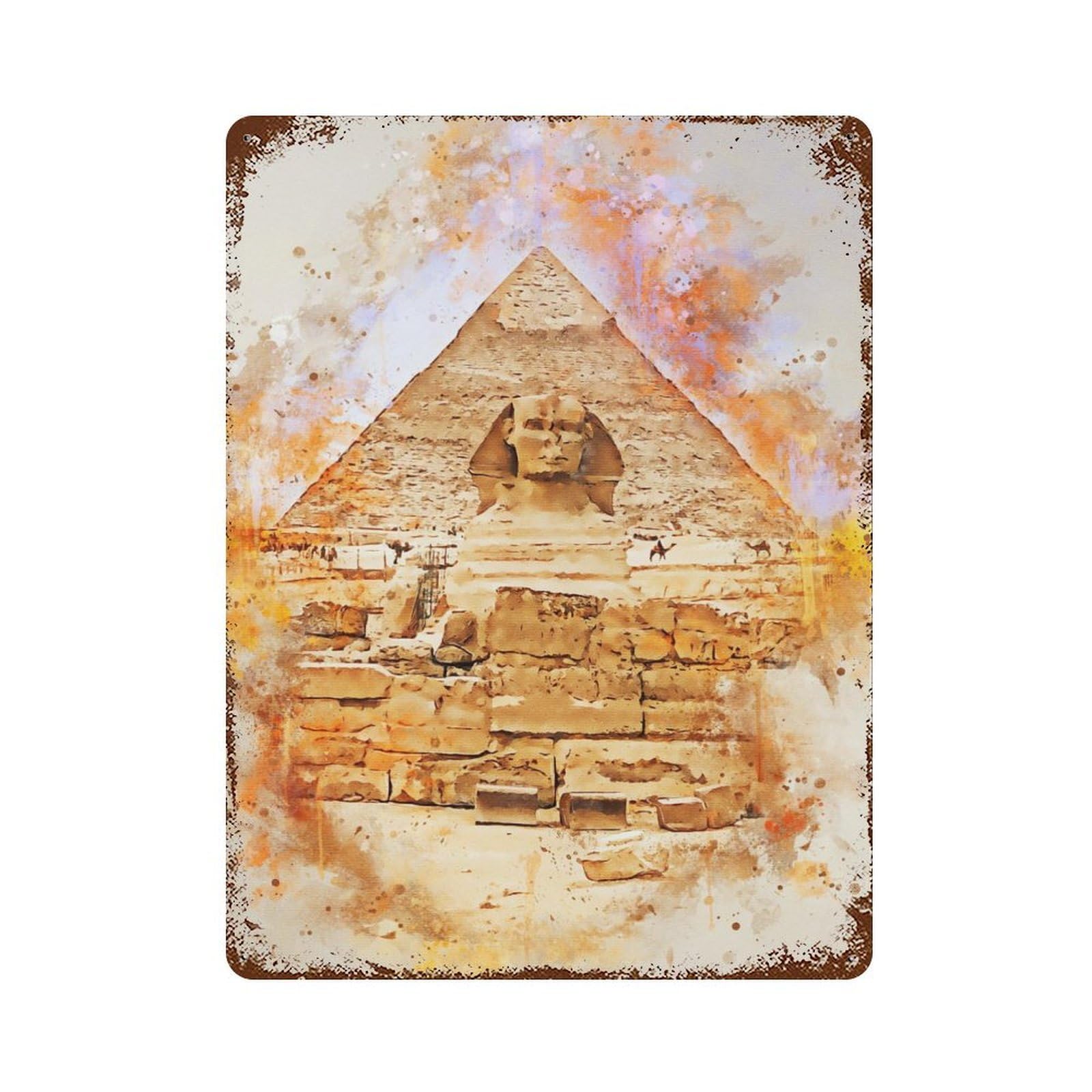 Cairo in Watercolor Decorative Tin Sign 15.7"x11.8", Ideal for Basement, Hobby Room And Garage Decor
