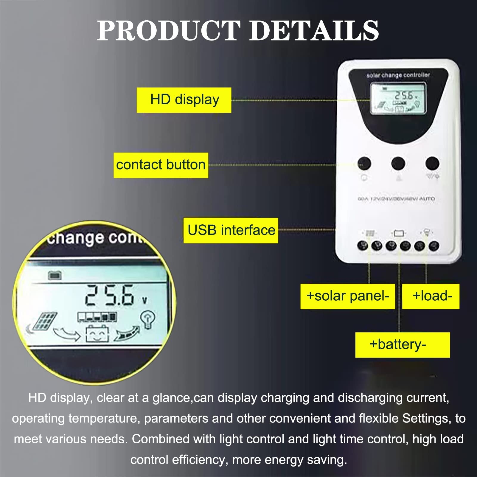 12/24/36/48V 100A MPPT Solar Charge Controller Panel Battery Regulator Dual USB - View #8