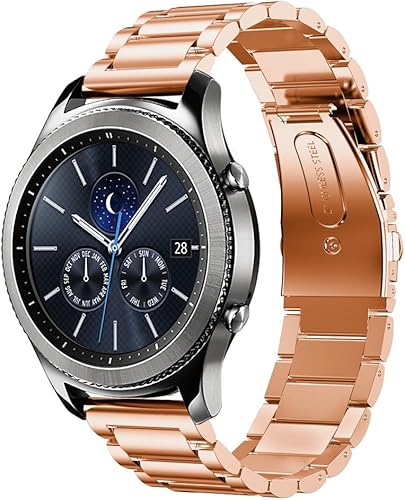 Correas compatibles Gear S3, Galaxy Watch de 1.81 pulgadas, correa de repuesto de metal de acero inoxidable de 0.866 pulgadas, compatible con