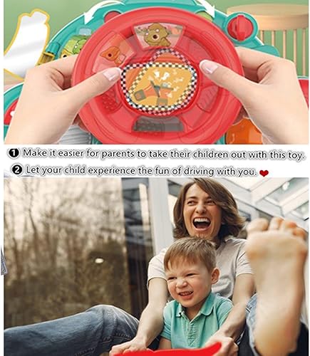 Miniatura 8 de Juguete de volante para niños y niñas, mi primer juguete de conducción de simulación, función de conducción, señales de giro, bocina y música para