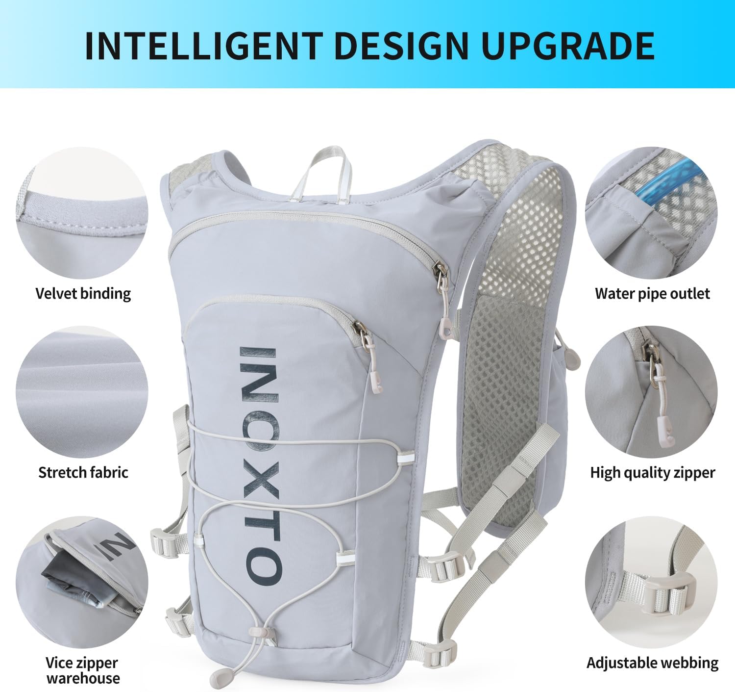 INOXTO Running Hydration Vest Backpack,Lightweight Insulated Pack with 1.5L Water Bladder Bag Daypack for Hiking Trail Running Cycling Race Marathon for Women Men