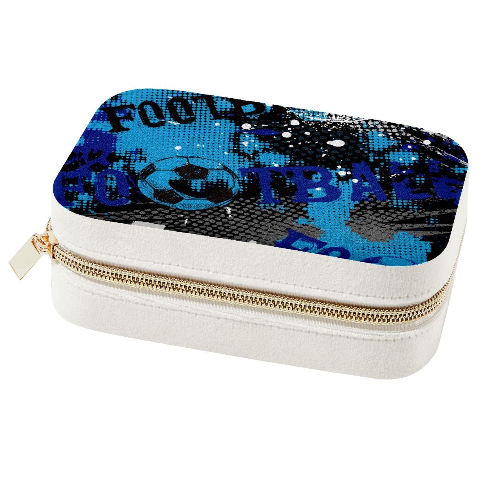 Boîte à bijoux de voyage portable pour femmes et filles écrin aquarelle bleu et noir