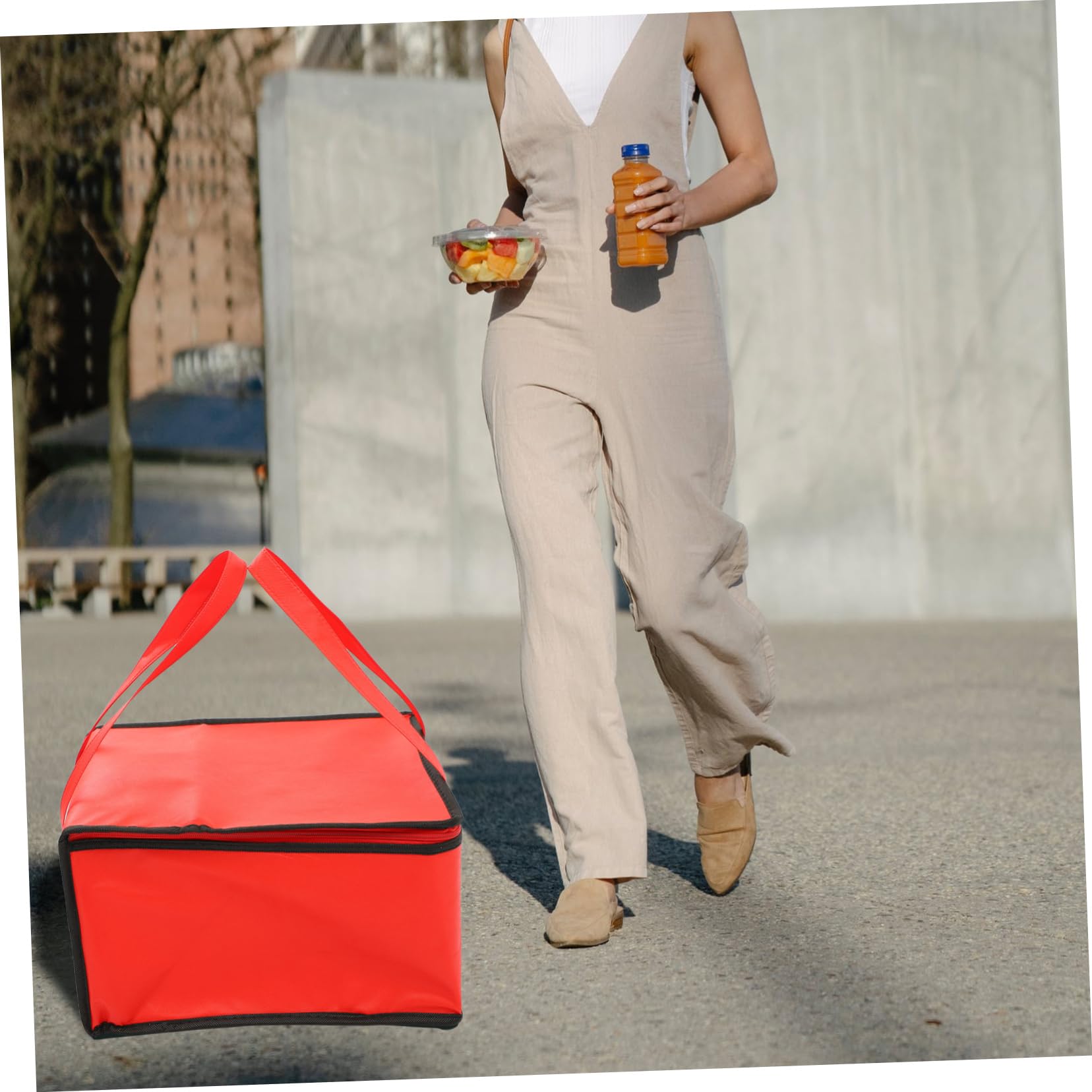 ABOOFAN 4 Pièces Sacs isolants thermique de rangement bagage à main kit voyage picnic de glacière panier repas Manquer d'emballage tissu non tissé rouge