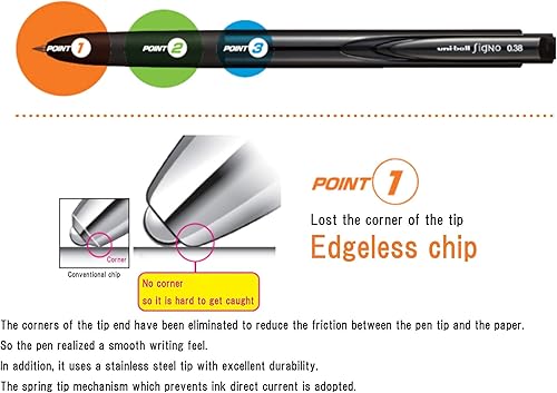 Miniatura 2 de Uniball Signo RT - Bolígrafos de tinta de gel de 0.011 in, paquete de 10 bolígrafos retráctiles con agarre de goma y clic, punta ultrafina con