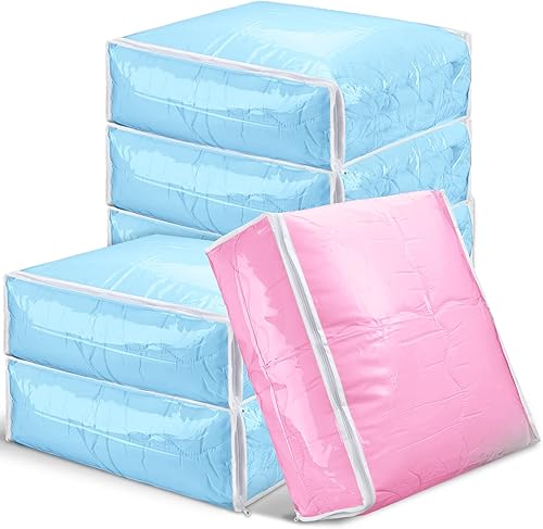 Paquete de 6 bolsas de almacenamiento transparentes con cremallera, bolsas de almacenamiento de plástico para mantas, ropa de cama, organizador de