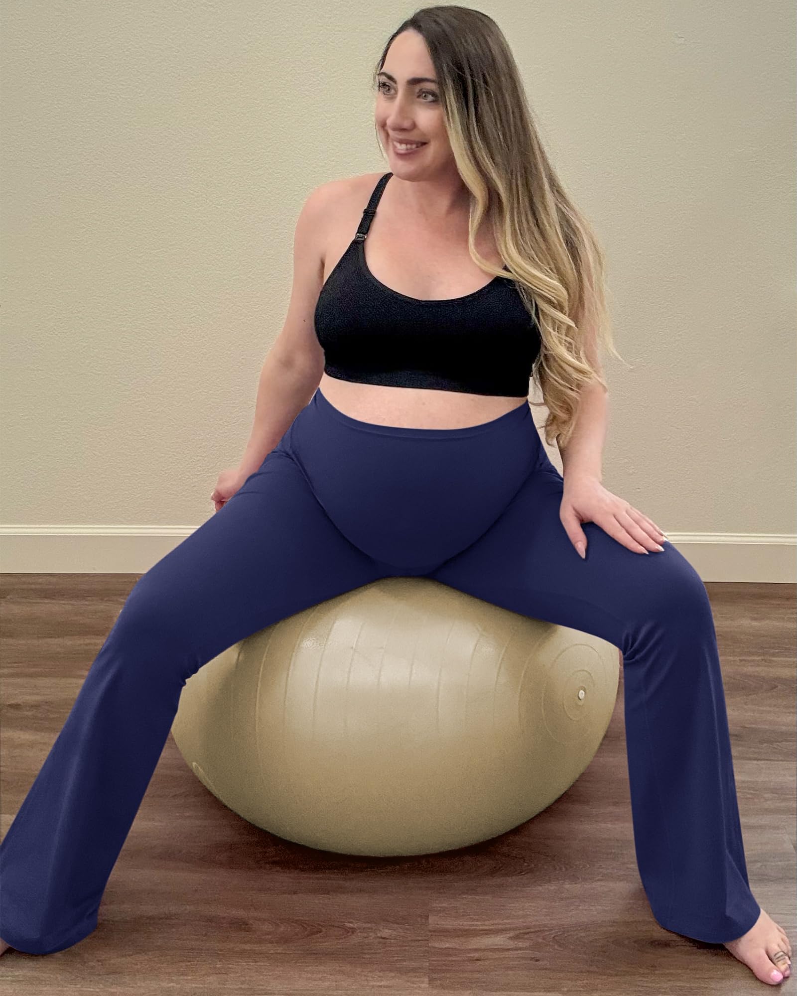 G4Free BareFeel - Leggings acampanados de maternidad para mujer | Dos prácticos bolsillos, sobre el vientre, elásticos, suaves como la mantequilla, para yoga, oficina o descanso casual