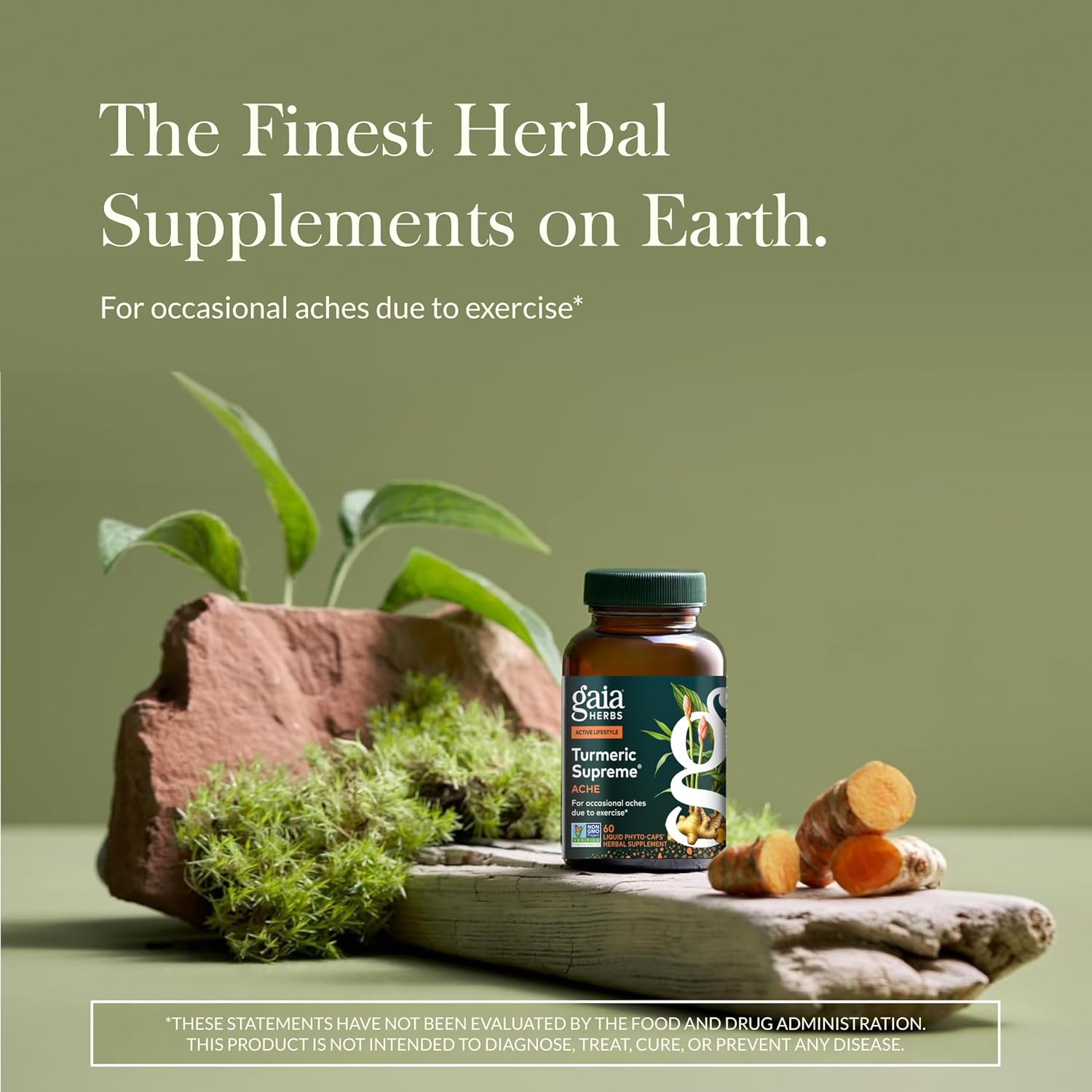 Gaia Herbs Turmeric Supreme Ache- Helps Provide Relief of Occasional Aches - with Turmeric Curcumin, Black Pepper, Devil’s Claw, Ginger, Feverfew & More - 120 Liquid Phyto-Capsules(60-Day Supply) - Image 2