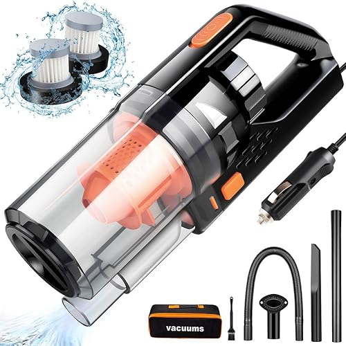 Car Vacuum, CherylonCar Portable Car Vacuum Cleaner High Power 150W/7500Pa, Handheld Vacuum for Car Interior Cleaning with Wet or Dry for Men/Women, 16.4 Ft Corded (Black)