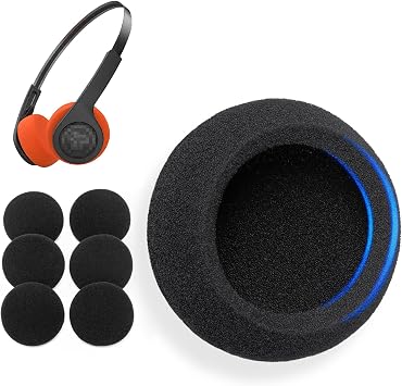 6 Pcs Rewind & Rewind 2 Wireless Headphones Ear Pads Compatible with JLAB Rewind & Rewind 2 Wireless Retro Headphones, Black Replacement Ear Cushions, 4-5mm High-Density Foam