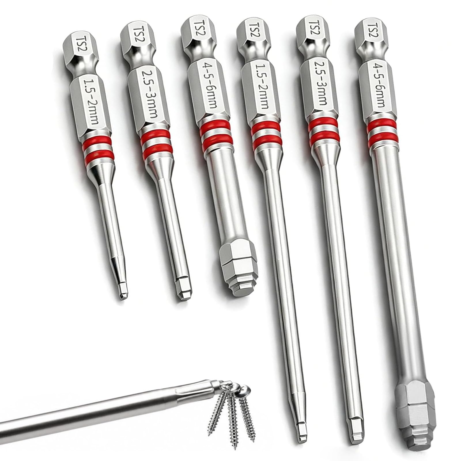 6PCS Screwdriver Bits Set with Magnetic Hex Shank Pagoda-Shaped Design in Multiple Sizes for Electric Drills and Wrenches,Magnetic Pagoda bits.