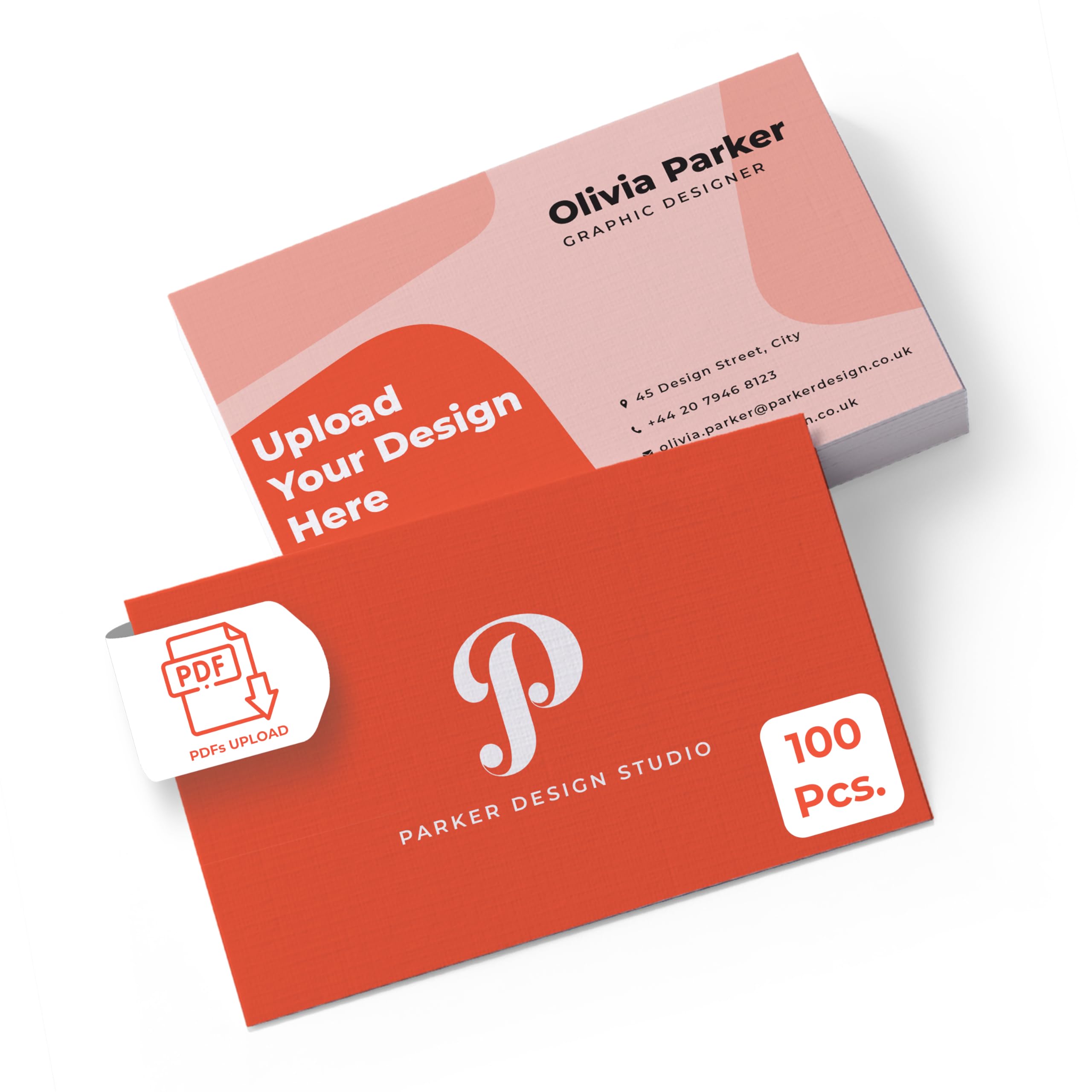 Cimpress Personalised Business Cards with Logo, Design or Text, 100 Pack, 85x55mm, 300gsm Matte, Double Sided Print, Ideal for Small Business, Startups, Networking & Events