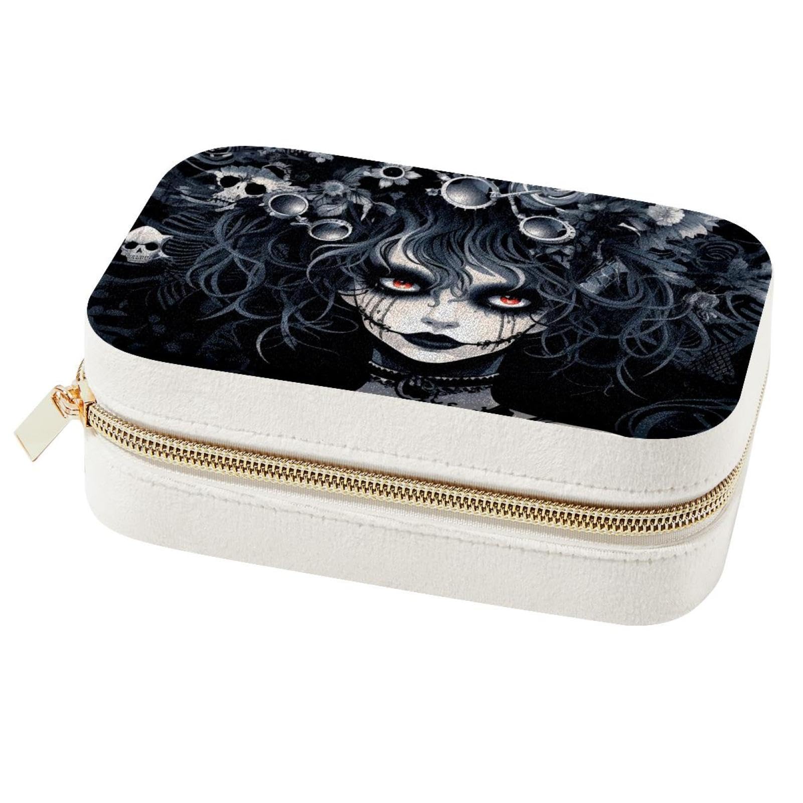 Boîte à bijoux portable noire pour voyage et rangement de colliers
