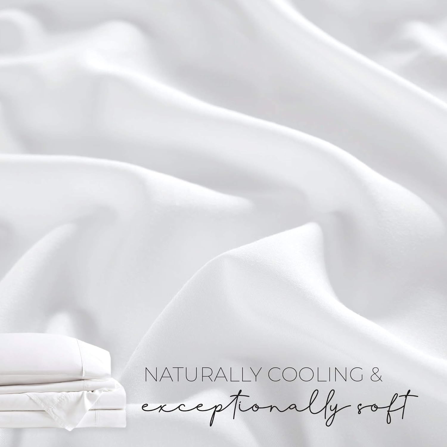 Comfort Spaces 100% Rayon (from Bamboo) Bed Sheets Set, Breathable, Cooling Sheet with 15" Deep Pocket, All Season, Cozy Bedding Set, Matching Pillow Cases, Full, White 4 Piece (CS20-1192)