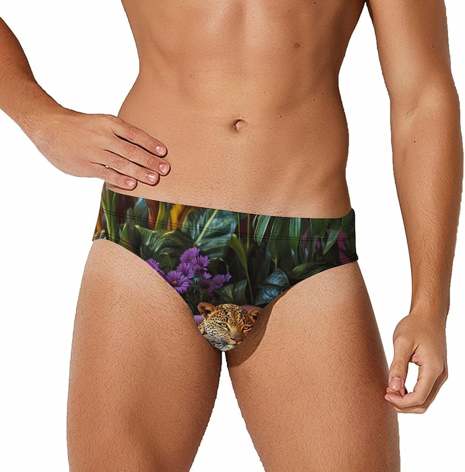 Leopard Sofa Men's Swimsuit Brief Sexy Bikini Briefs Retro Printed Swimwear Quick Dry Swimming Trunks 3X-Large
