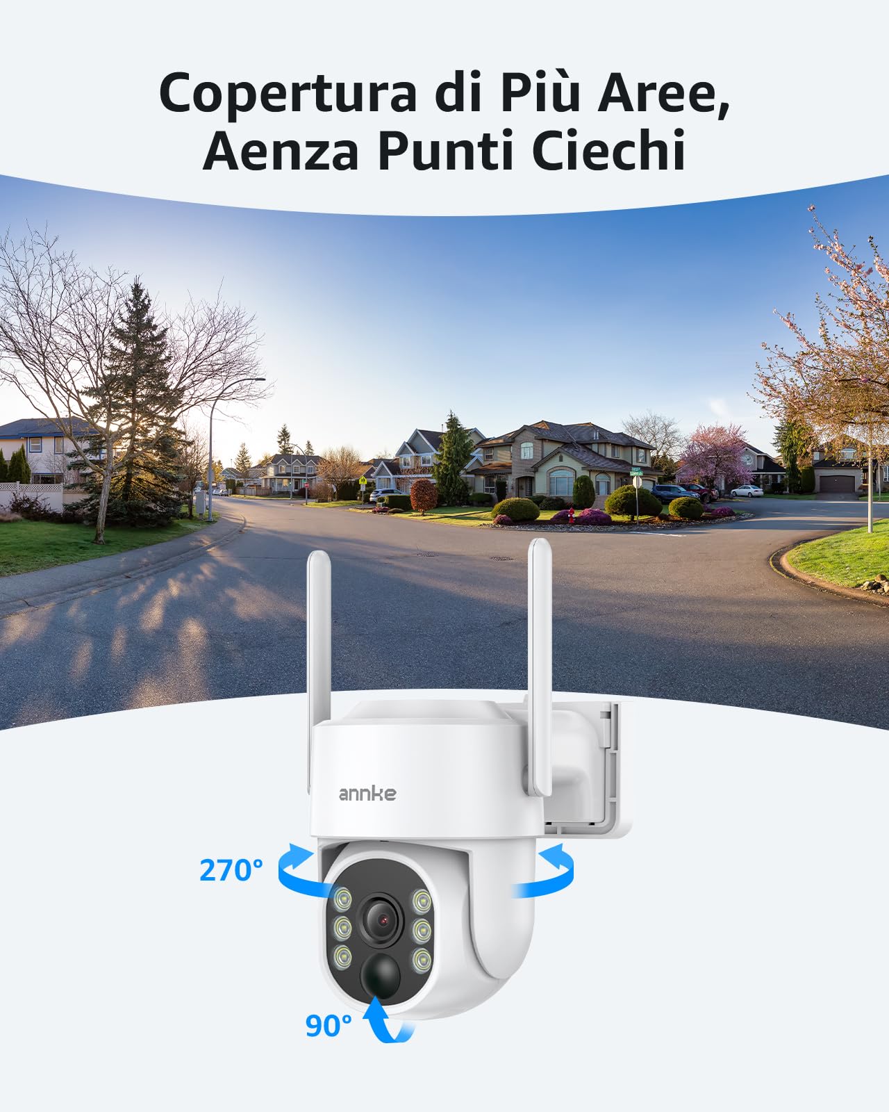 ANNKE Kit Telecamere Videosorveglianza Solare con Monitor, 7" 4CH 5MP NVR | 2x 4MP Telecamera WiFi, Panoramica 270° e Inclinazione 90°, 2 Vie Audio, Rilevamento di Persona, Visione Notturna a Colori