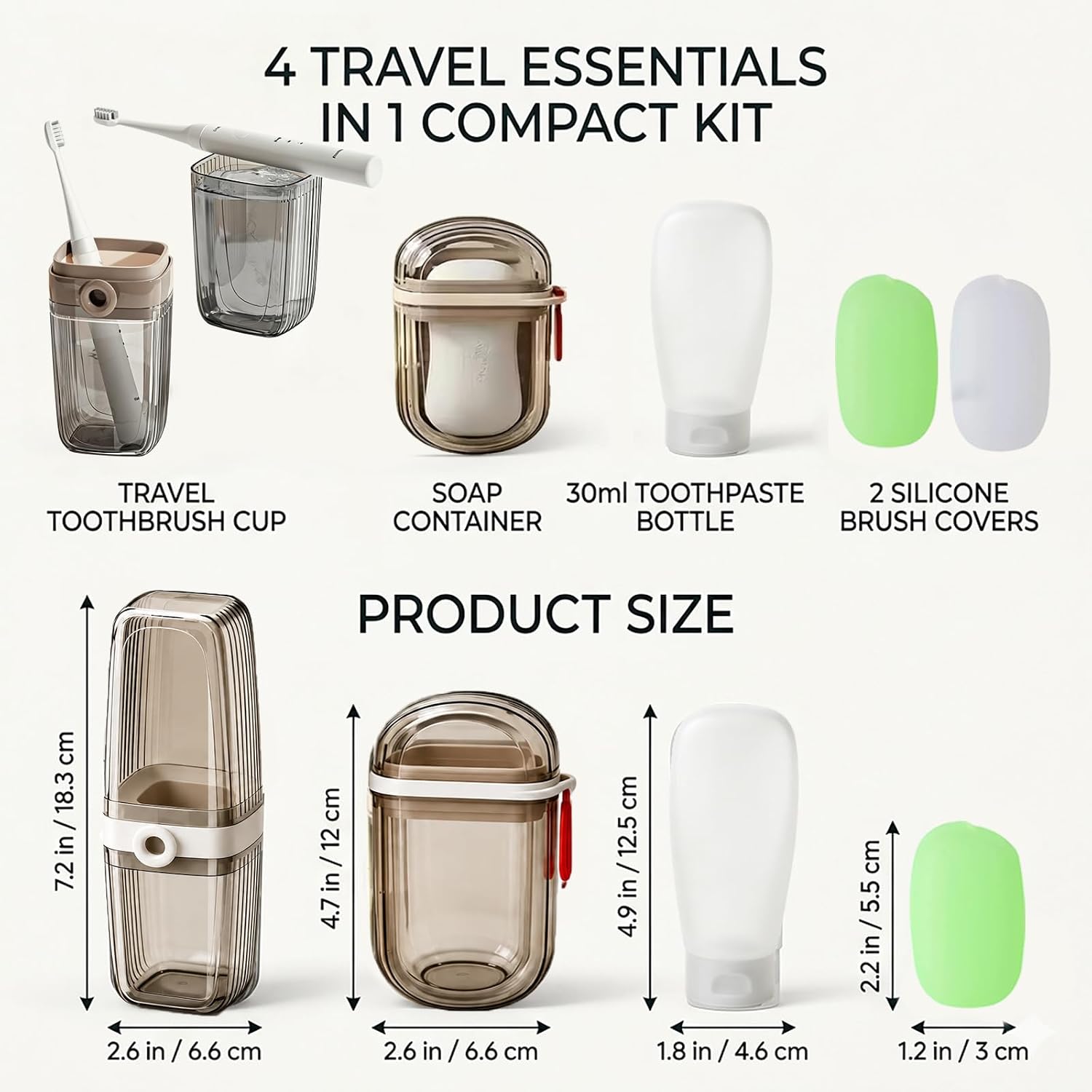 6-in-1 Travel Toothbrush Holder Kit TSA Approved Portable Toiletry Organizer for Business Trip Gym Camping