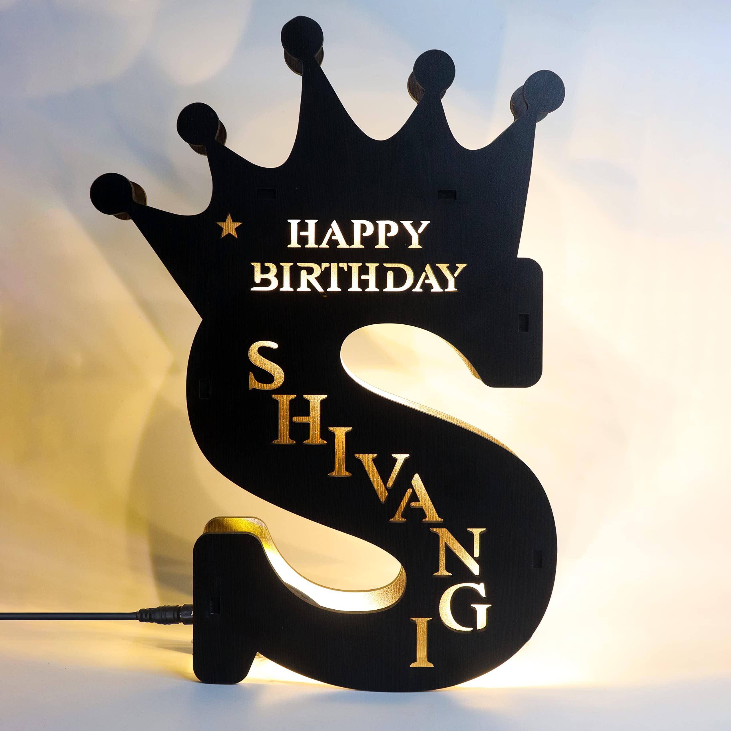 Personalized Wooden Alphabet & Name LED Lamp with Power Adapter | Custom Night Light for Birthday Gift | Unique Items for Gifts | Kids Room Decor & Home Decoration-image-36